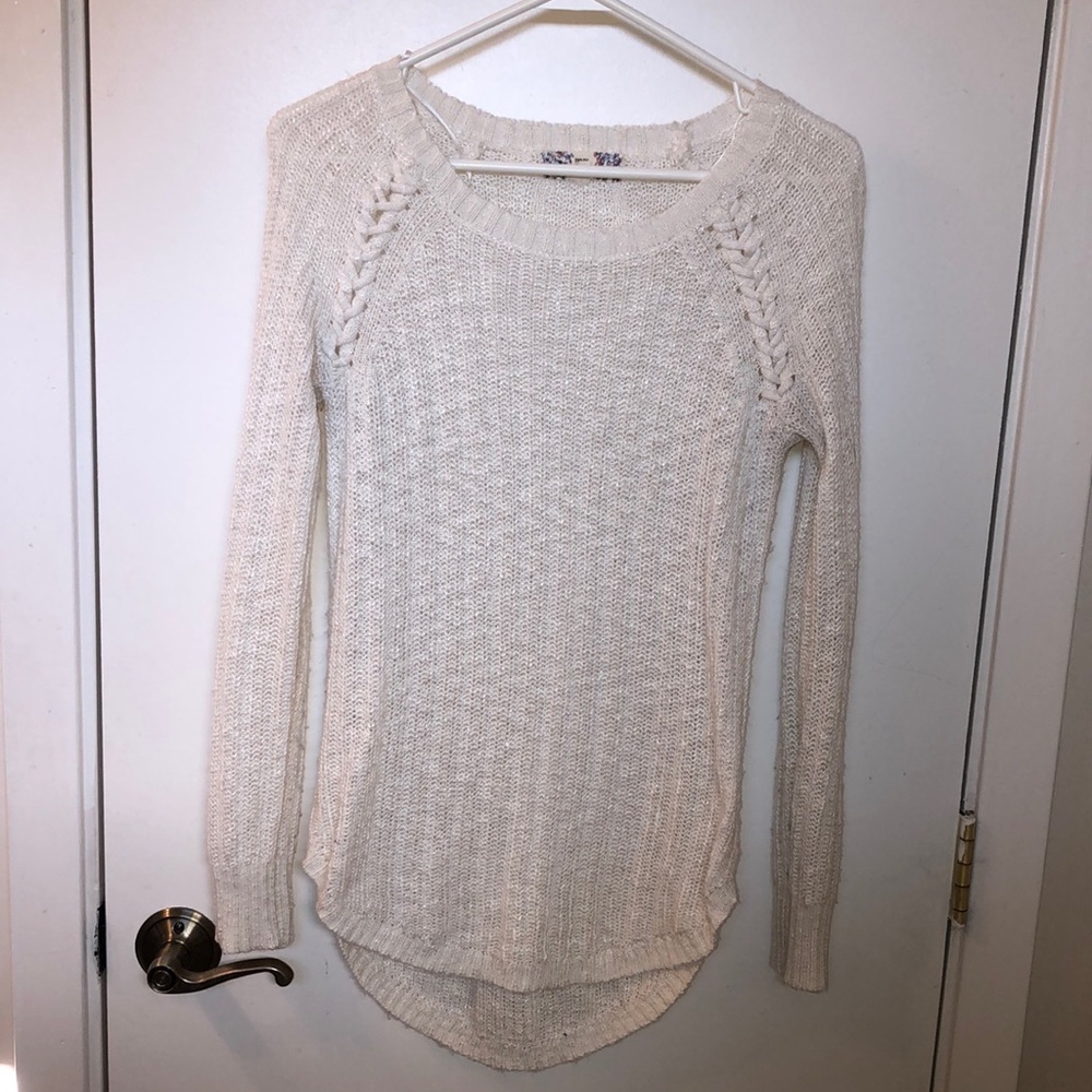 White knit sweater